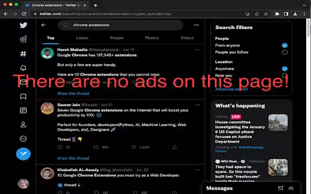 Twitter Promoted Ad Blocker  from Chrome web store to be run with OffiDocs Chromium online