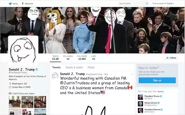 Twitter Sans Trump from Chrome web store to be run with OffiDocs Chromium online Twitter Sans Trump from Chrome web store to be run with OffiDocs Chromium online