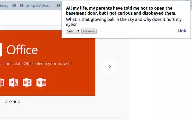 Two Sentence Horror from Chrome web store to be run with OffiDocs Chromium online Two Sentence Horror from Chrome web store to be run with OffiDocs Chromium online