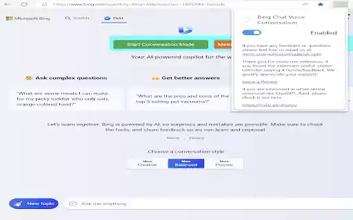 Two Way Voice for Bing AI from Chrome web store to be run with OffiDocs Chromium online Two Way Voice for Bing AI from Chrome web store to be run with OffiDocs Chromium online