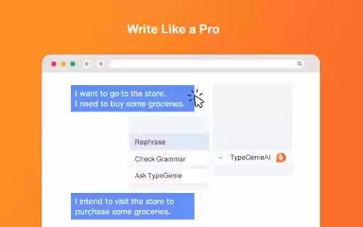 TypeGenieAI  from Chrome web store to be run with OffiDocs Chromium online