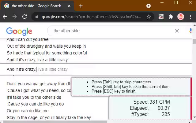 Typeing Practice Anywhere  from Chrome web store to be run with OffiDocs Chromium online
