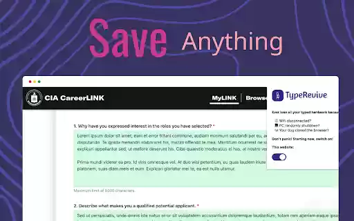 TypeRevive  from Chrome web store to be run with OffiDocs Chromium online