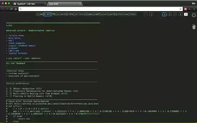 TypeStuff  from Chrome web store to be run with OffiDocs Chromium online