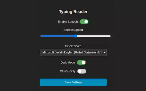Typing Reader  from Chrome web store to be run with OffiDocs Chromium online