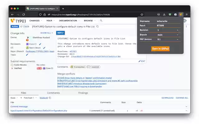TYPO3 TDK GitPod Integration  from Chrome web store to be run with OffiDocs Chromium online