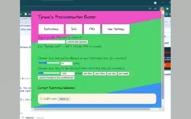 Tyrowos Procrastination Buster  from Chrome web store to be run with OffiDocs Chromium online