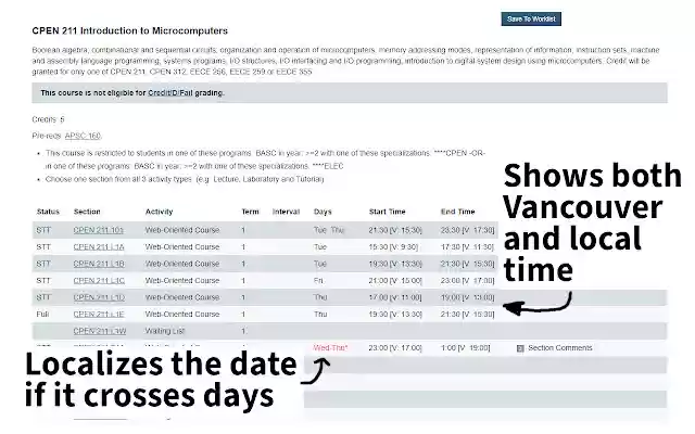 UBC Course Timezone Localizer  from Chrome web store to be run with OffiDocs Chromium online