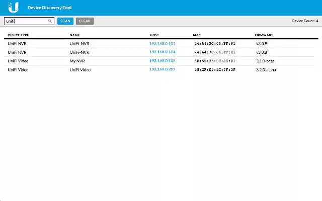 Інструмент Ubiquiti Device Discovery з веб-магазину Chrome, який можна запускати з OffiDocs Chromium онлайн