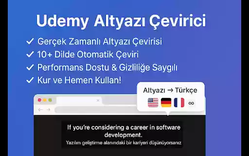 Udemy Altyazı Çevirici from Chrome web store to be run with OffiDocs Chromium online Udemy Altyazı Çevirici from Chrome web store to be run with OffiDocs Chromium online
