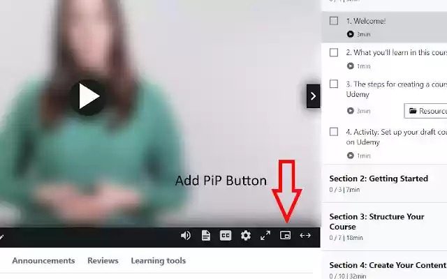 Udemy Picture in Picture  from Chrome web store to be run with OffiDocs Chromium online