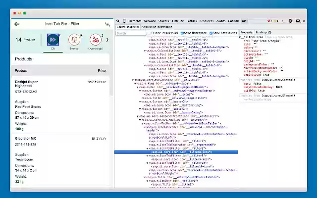 UI5 Inspector  from Chrome web store to be run with OffiDocs Chromium online