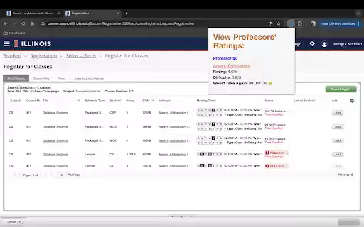 UIUCProfCritic  from Chrome web store to be run with OffiDocs Chromium online