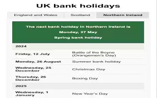 UK bank holidays  from Chrome web store to be run with OffiDocs Chromium online