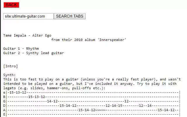 Ultimate Guitar No BS  from Chrome web store to be run with OffiDocs Chromium online
