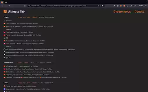 Ultimate Tab  from Chrome web store to be run with OffiDocs Chromium online