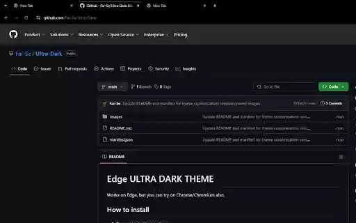 Ultra Dark Theme with gray line on active tab  from Chrome web store to be run with OffiDocs Chromium online