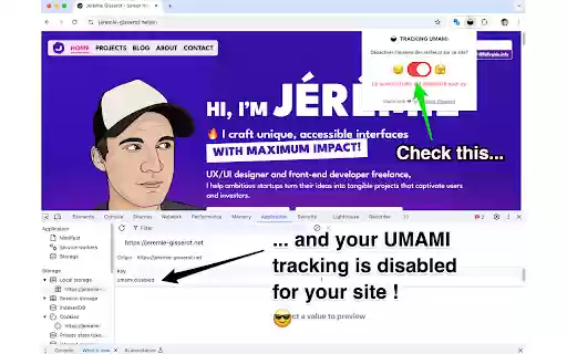 Umami Exclude Myself  from Chrome web store to be run with OffiDocs Chromium online