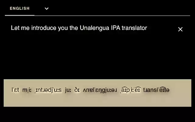 Unalengua IPA Translator  from Chrome web store to be run with OffiDocs Chromium online