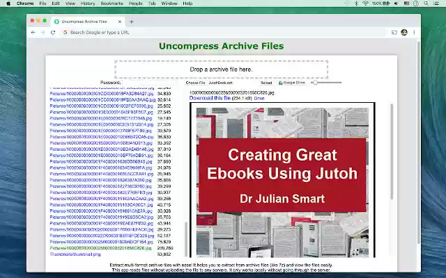 Uncompress Archive Files  from Chrome web store to be run with OffiDocs Chromium online