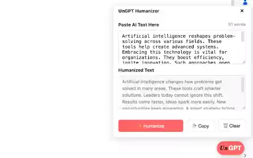 UnGPT: AI Humanizer  SEO Writer  from Chrome web store to be run with OffiDocs Chromium online
