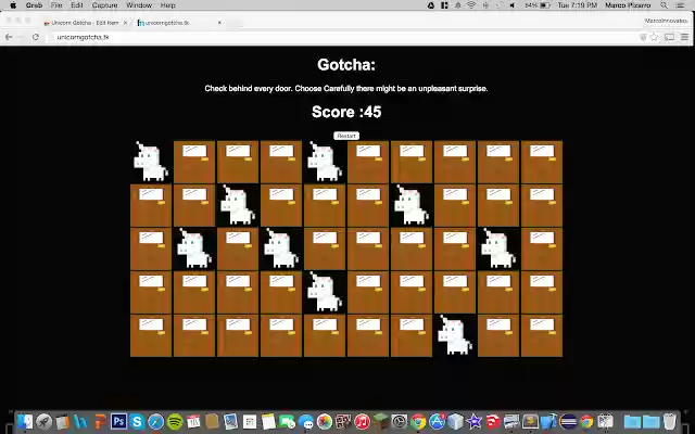 Unicorn Gotcha  from Chrome web store to be run with OffiDocs Chromium online