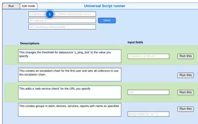 Universal script runner  from Chrome web store to be run with OffiDocs Chromium online