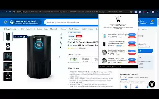 Universal Wishlist  from Chrome web store to be run with OffiDocs Chromium online