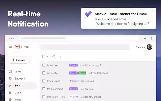 Unlimited Email Tracker by Snov.io  from Chrome web store to be run with OffiDocs Chromium online