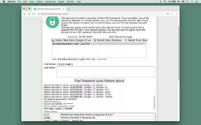 Unlimited PDF Password Finder  from Chrome web store to be run with OffiDocs Chromium online