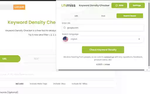 Unmiss Keyword Density Checker  from Chrome web store to be run with OffiDocs Chromium online