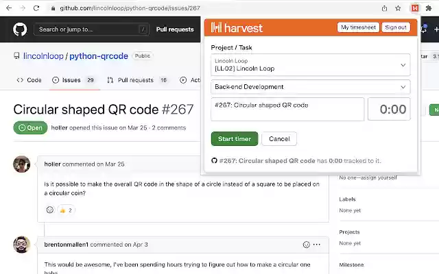 Unofficial Harvest Time Tracking Helper  from Chrome web store to be run with OffiDocs Chromium online