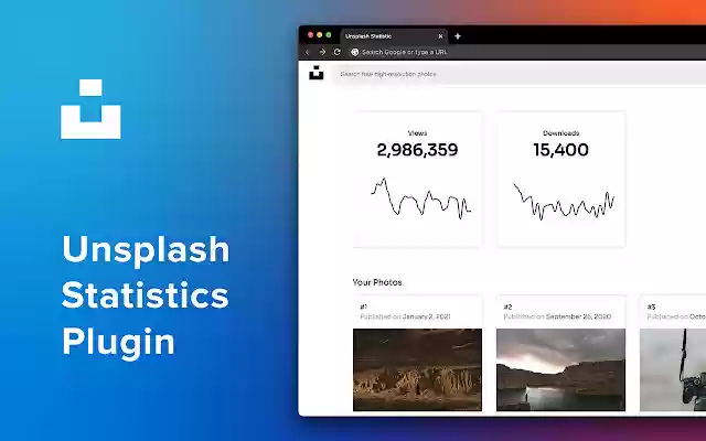Unsplash Statistic  from Chrome web store to be run with OffiDocs Chromium online