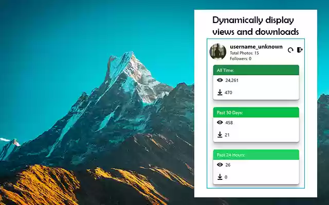 Unsplash Stat Viewer  from Chrome web store to be run with OffiDocs Chromium online