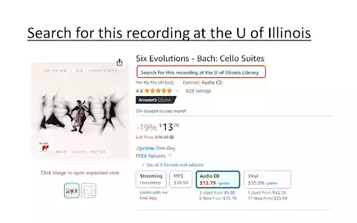 U of Illinois Library Amazon Browser  from Chrome web store to be run with OffiDocs Chromium online