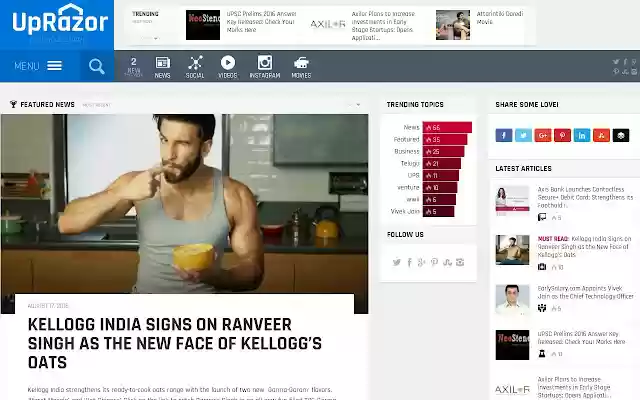 UpRazor News, Viral and Social Media!  from Chrome web store to be run with OffiDocs Chromium online