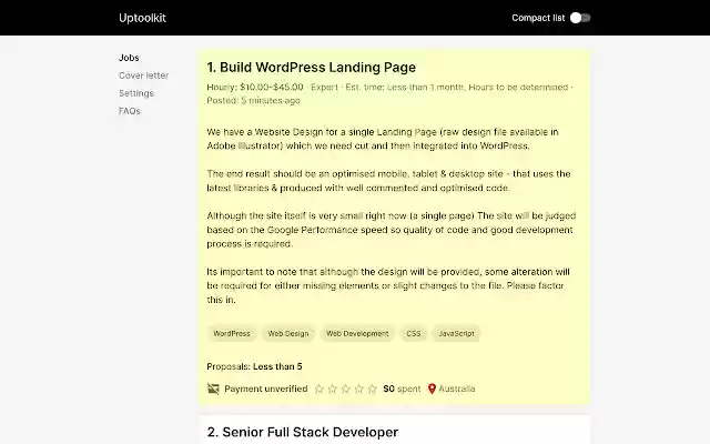 Uptoolkit your personal Upwork assistant from Chrome web store to be run with OffiDocs Chromium online Uptoolkit your personal Upwork assistant from Chrome web store to be run with OffiDocs Chromium online