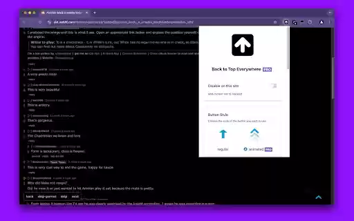 Upwards Back to Top Button  from Chrome web store to be run with OffiDocs Chromium online