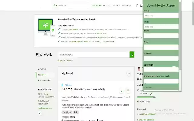Upwork Jobs Notifier  from Chrome web store to be run with OffiDocs Chromium online
