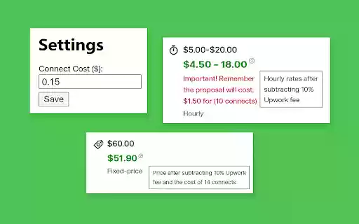 Upwork Real Cost Calculator  from Chrome web store to be run with OffiDocs Chromium online