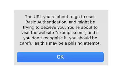 URL Basic Auth Warning  from Chrome web store to be run with OffiDocs Chromium online
