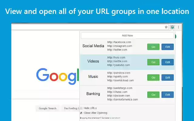 URL Group Manager from Chrome web store to be run with OffiDocs Chromium online URL Group Manager from Chrome web store to be run with OffiDocs Chromium online