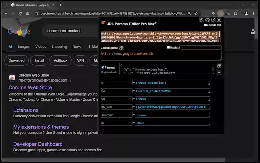 URL Params Editor Pro Max+  from Chrome web store to be run with OffiDocs Chromium online