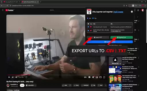 URLs Exporter and Importer  from Chrome web store to be run with OffiDocs Chromium online
