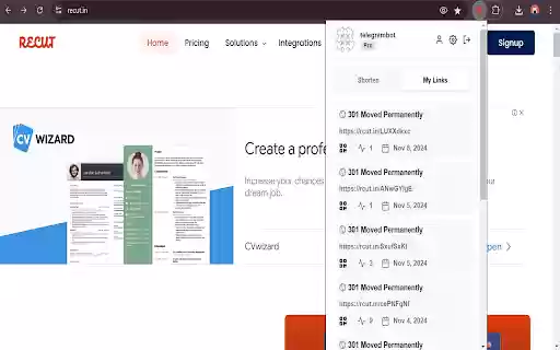URL Shortener by Recut  from Chrome web store to be run with OffiDocs Chromium online