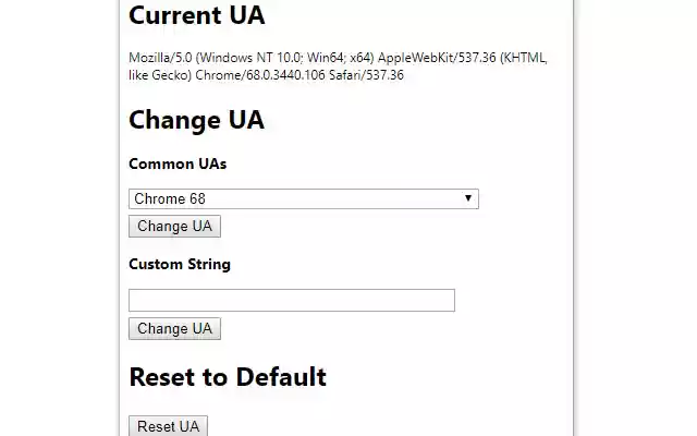 User Agent Switcher  from Chrome web store to be run with OffiDocs Chromium online