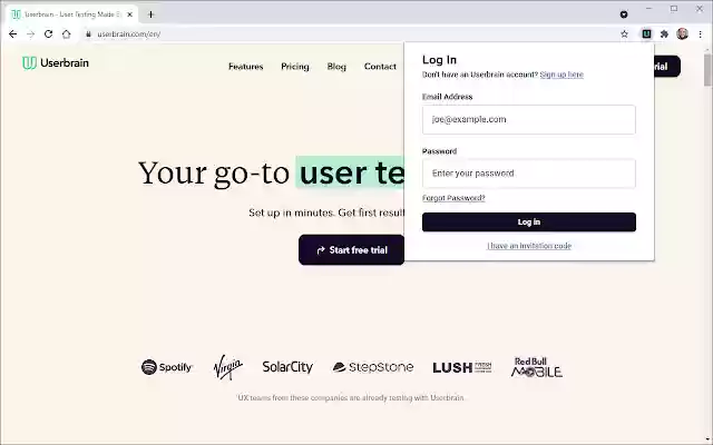 Userbrain Recorder  from Chrome web store to be run with OffiDocs Chromium online