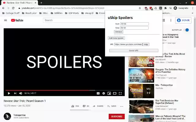 uSkipSpoilers from Chrome web store to be run with OffiDocs Chromium online uSkipSpoilers from Chrome web store to be run with OffiDocs Chromium online