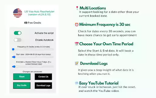 US Visa Auto Rescheduler from Chrome web store to be run with OffiDocs Chromium online US Visa Auto Rescheduler from Chrome web store to be run with OffiDocs Chromium online