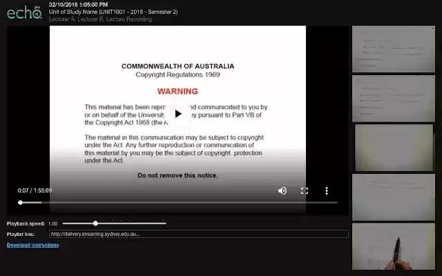 USYD Echo360 Loader  from Chrome web store to be run with OffiDocs Chromium online